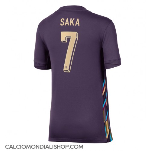 Maglie da calcio Inghilterra Bukayo Saka #7 Seconda Maglia Femminile Europei 2024 Manica Corta